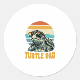 Retro Sunset Vintage Gravure Vector D Schildpad Va Ronde Sticker