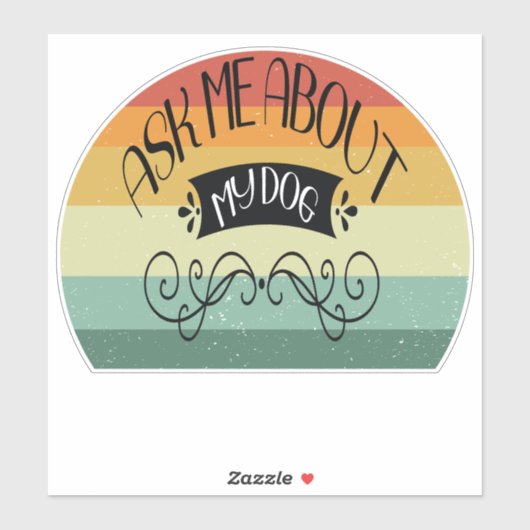 Retro Sunset vraag me naar mijn hond Sticker (Vel)
