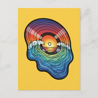 Retro Sunset Wave Vinyl Aesthetic Briefkaart