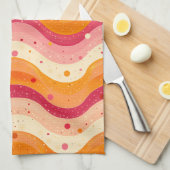 Retro Sunset Waves Keukenhanddoek (Quarter Fold)