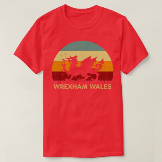 Retro Sunset Wrexham Wales T-shirt (Design voorkant)