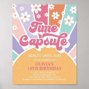 Retro Sunshine 1e Verjaardag Tijd Capsule Poster
