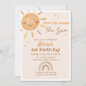 Retro Sunshine 1er Anniversaire Fête Invitation (Devant)