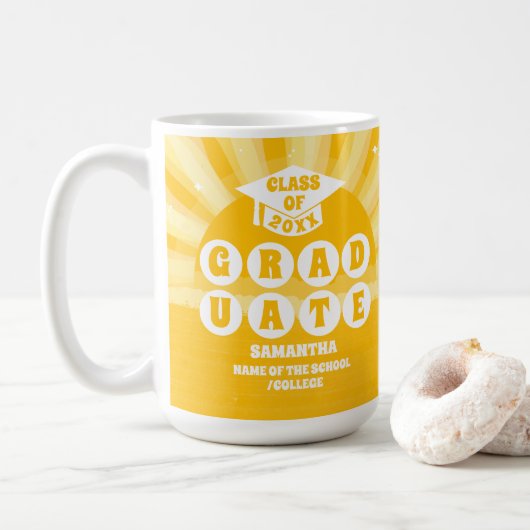 Retro Sunshine Afstuderen Koffiemok (Met donut)