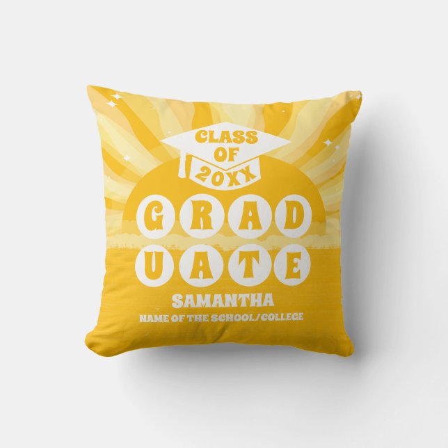 Retro Sunshine Afstuderen Kussen (Voorkant)