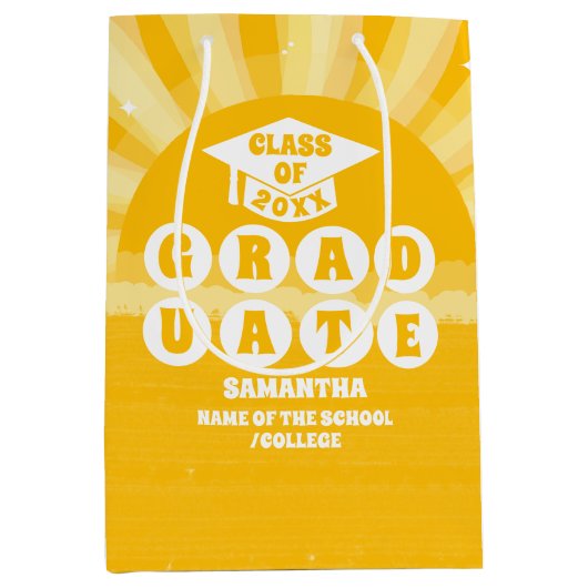 Retro Sunshine Afstuderen Medium Cadeauzakje (Voorkant)