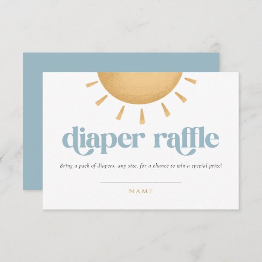 Retro Sunshine Baby shower Luier Raffle Informatiekaartje (Voorkant / Achterkant)