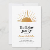 Retro Sunshine Birthday Uitnodiging (Voorkant)