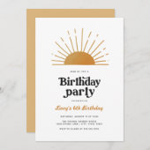 Retro Sunshine Birthday Uitnodiging (Voorkant / Achterkant)