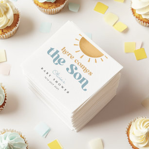 Retro Sunshine Boy Baby shower uitnodiging Servet