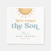 Retro Sunshine Boy Baby shower uitnodiging Servet (Voorkant)