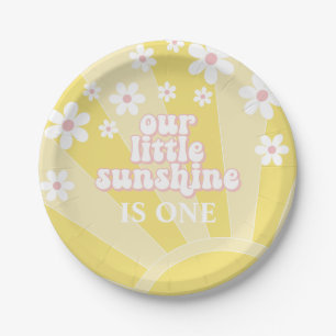 Retro Sunshine Daisy boho verjaardag Papieren Bordje