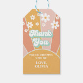 Retro Sunshine daisy twee groovy verjaardagsgunst Cadeaulabel (Voorkant)