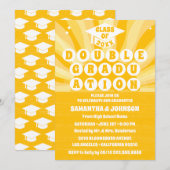 Retro Sunshine Double Graduation Party Invitation (Devant / Derrière)