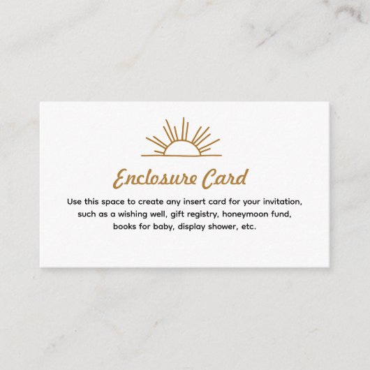 Retro Sunshine Enclosure Card Informatiekaartje (Voorkant)