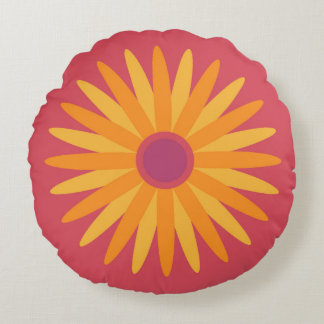 Retro Sunshine Flower Pillow Rond Kussen