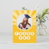 Retro Sunshine Foto Afstuderen Bedankkaart (Staand voorkant)