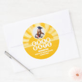 Retro Sunshine Foto Afstuderen Ronde Sticker (Envelop)