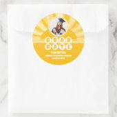 Retro Sunshine Foto Afstuderen Ronde Sticker (Tas)
