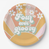 Retro Sunshine Four Ever Groovy Daisy Papieren Bordje (Voorkant)