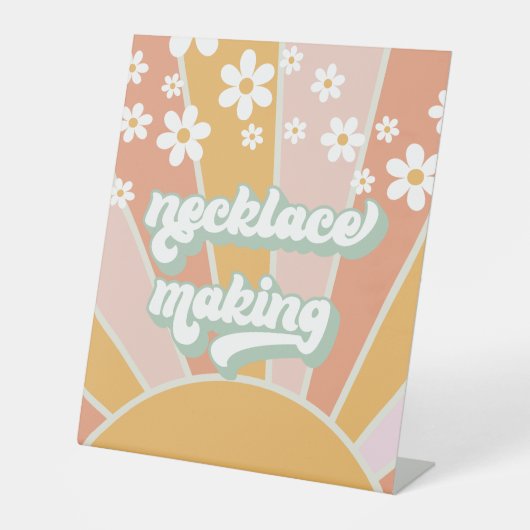Retro Sunshine Groovy Ketting Making activity Ped Reclamebord Met Voetstuk (Voorkant)