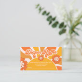 Retro Sunshine Luier Raffle Ticket 60s Groovy Informatiekaartje (Staand voorkant)