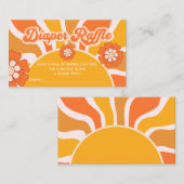Retro Sunshine Luier Raffle Ticket 60s Groovy Informatiekaartje (Voorkant / Achterkant)