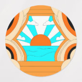 Retro Sunshine Patterns – Bold Colorful  Labels (Design 2)
