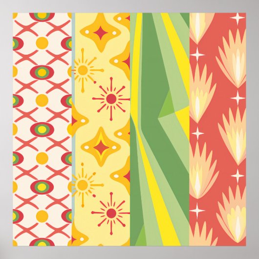 Retro Sunshine Patterns – Bold Colorful  Poster (Voorkant)