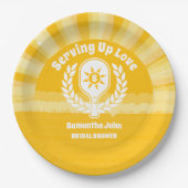 Retro Sunshine Pickleball Bruids-Shower Papieren Bordje (Voorkant)