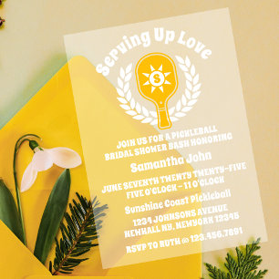 Retro Sunshine Pickleball Vrijgezellenfeest Acryl Uitnodigingen
