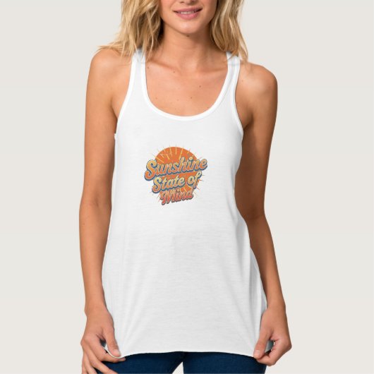 Retro "Sunshine State of Mind" Quote Tanktop (Voorkant)