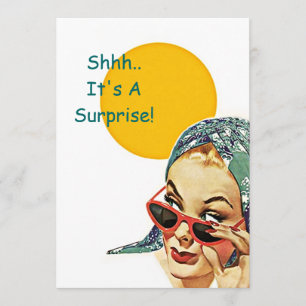 Retro Sunshine Surprise Party Invitation Kaart