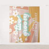 Retro Sunshine Two Groovy Daisy Birthday Banner Wandkleed (Voorkant)
