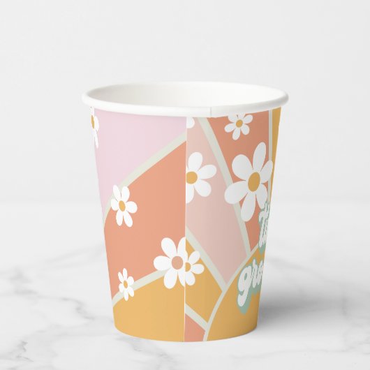 Retro Sunshine Two Groovy Daisy Birthday Papieren Bekers (Rechts)