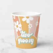 Retro Sunshine Two Groovy Daisy Birthday Papieren Bekers (Voorkant)