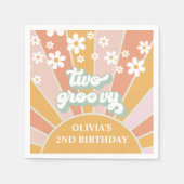 Retro Sunshine Two Groovy Daisy Birthday Servet (Voorkant)