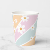 Retro Sunshine Two Groovy pastel Daisy Birthday Papieren Bekers (Achterkant)