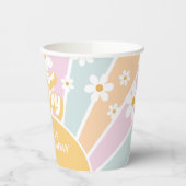 Retro Sunshine Two Groovy pastel Daisy Birthday Papieren Bekers (Links)