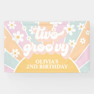 Retro Sunshine Two Groovy Pastel Daisy Birthday Spandoek