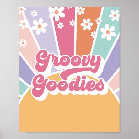Retro Sunshine Verjaardag Groovy Goodies Favor Poster (Voorkant)
