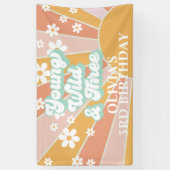 Retro Sunshine Young Wild Three Daisy Birthday Spandoek (Verticaal)
