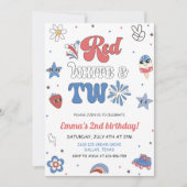Retro Super 4 De Juillet Anniversaire Invitation (Devant)