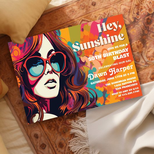 Retro Super 60s les années 70 Invitation