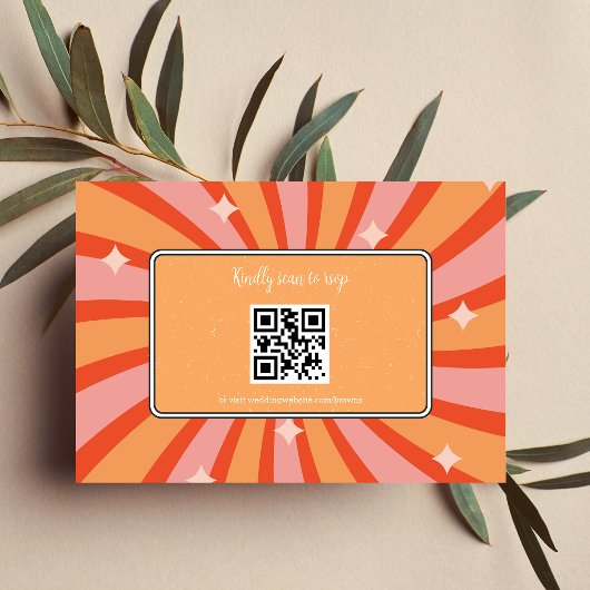 Retro Super 70's Theme Muted Tones Wedding RSVP