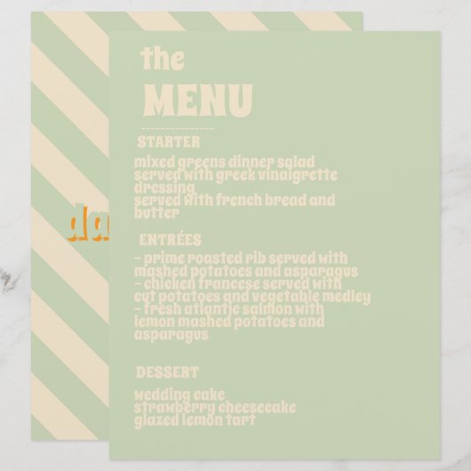 Retro Super coloré Wavy Boho Menu Mariage (Devant / Derrière)