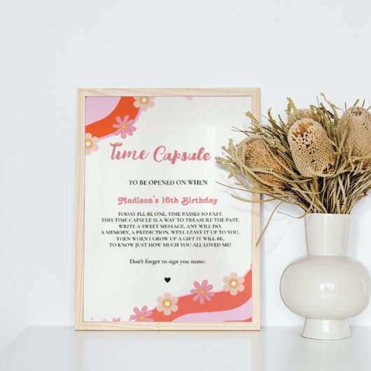 Retro Super Daisy temps baby shower Capsule Poster