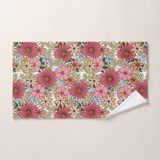 Retro Super Floral Daisy Boho (Serviette à main)