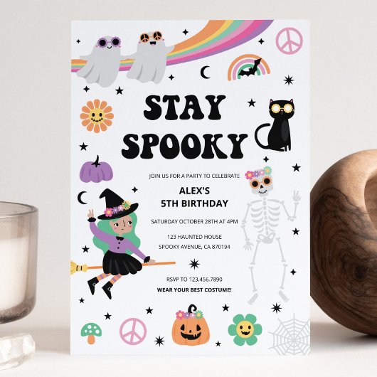 Retro Super Hippie Halloween Invitation Anniversai