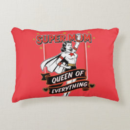 Retro Super Mom Queen of Everything Art Tee Accent Kussen